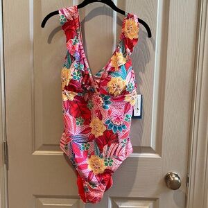 NWT Caribbean Joe Multicolor Floral Swimsuit